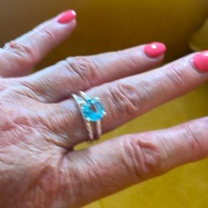 Aquamarine solitaire ring, size 10.5. Sterling silver setting